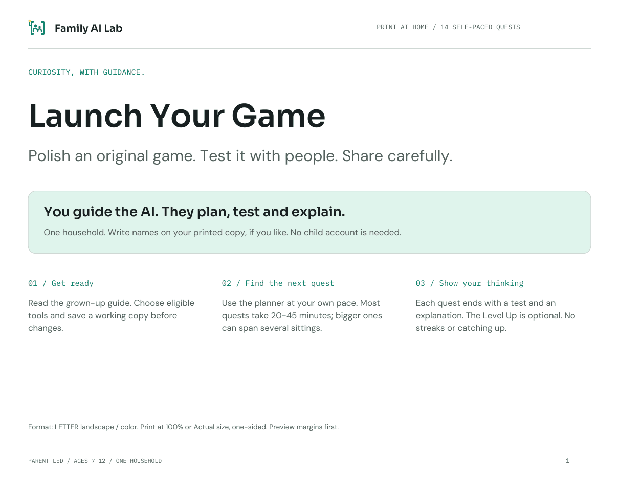 The cover page of the Launch Your Game kit